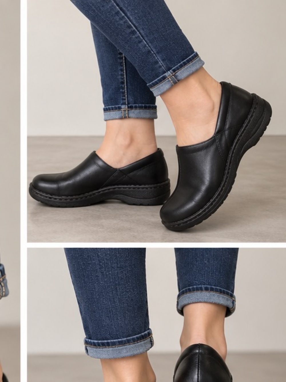 Propét 9.5 XW women’s shoe - black clogs. Black Leather Slip-On 9 1/2  X(2E) - Picture 13 of 14